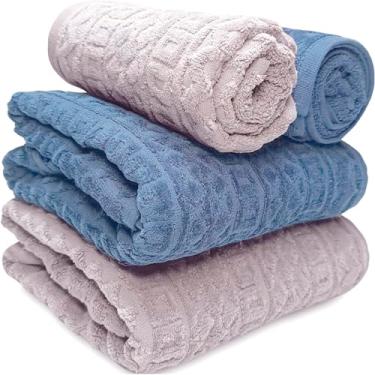 Imagem de Jogo de Banho Atlântica Cosmopolitan Aveludada 100% Algodão Fio Penteado Jacquard Toalha Macia Grossa (Azul/Cinza)