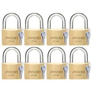 Imagem de Kit 8 Cadeados Pado 40mm Para Corrente Mesma Chave
