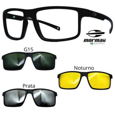 Imagem de Oculos Mormaii Swap 5 6127 A14 Preto Fosco Com 3 Clipons, G15, Prata, 