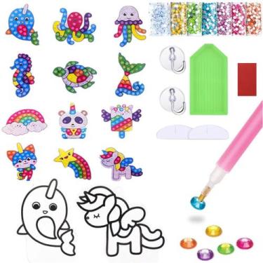 Imagem de Kit Adesivos Fundo do Mar Strass Coloridos Pintura de Diamante Infanti