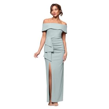 Imagem de Xscape Vestido feminino longo tomara que caia em crepe com fenda, Sálvia, 38