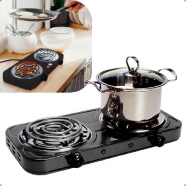 Imagem de Fogão Elétrico Portátil 2 Bocas, 2000W, Cooktop para Camping e Apartamento, Branco