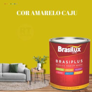 Imagem de Tinta de Parede Semi Brilho Amarelo Brasiplus 800ml Acrilica Lavável. 