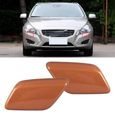 Imagem de JESYMBX Tampa do bocal da arruela do farol do para-choque dianteiro para Volvo V60 S60 2011 2012 2013 Tampa de jato de pulverização cobre esquerda e direita