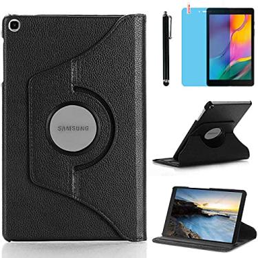Imagem de Capa para Samsung Galaxy Tab A 20.3 cm 2019 (SM-T290 SM-T295 SM-T297) - Capa protetora completa com suporte giratório de 360 graus, com caneta Stylus, película de tela (preto)