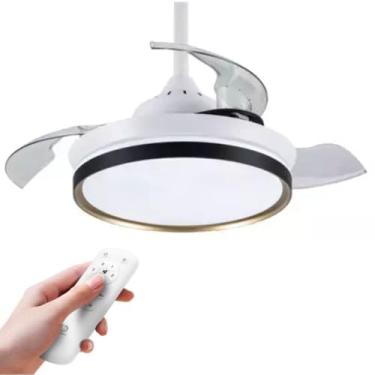 Imagem de VENTILADOR DE TETO PRETO COM PAS RETRATIL PLAFON LED LUMINARIA BREEZE HOME MODERNO 30W 3 CORES MUDA COM CONTROLE REMOTO EBVL80332 EMBULED 6.500K 4000K 2700/3000K BIVOLT