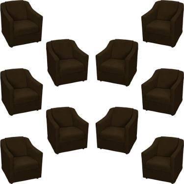 Imagem de Kit 10 Poltronas Decorativa Mila Pé De Plástico Cromado - Marrom Suede