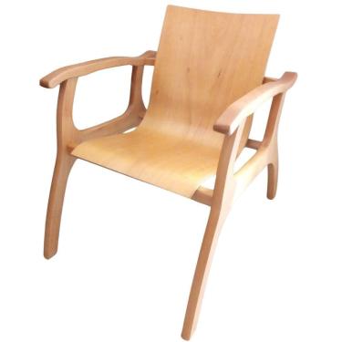 Imagem de Poltrona Lais Selva Estrutura Madeira Maciça Assento E Encosto Anatômico Sala Luxo Amêndoa