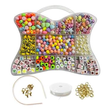 Imagem de Kit Miçanga Infantil Para Montar Pulseiras Coloridas 680pçs