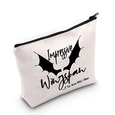 Imagem de G2TUP Romances Gift Impressive Wingspan Makeup Bag A Court of Thorns and R Cosmetic Bag Book Fan Gift Zipper Travel Bag, Impressionante bolsa branca Wingspan