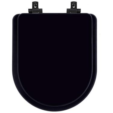 Imagem de Assento Sanitário Mdf Soft Close Carrara Preto Para Vaso Deca Com Ferragem Preta