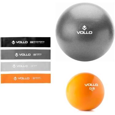 Imagem de Kit Completo Vollo: Mini Bands, Overball e Bola Tonificadora Treino Fu