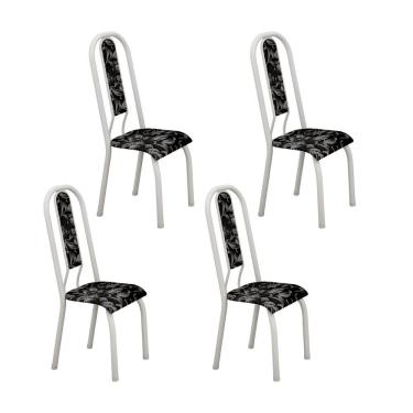 Imagem de Kit com 04 Cadeiras 105cm X 50cm X 41cm Fortaleza Floral Preto / Branco