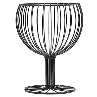 Imagem de Cesta de frutas e vegetais de ferro tigela em forma de taça tigela de frutas mesa cesta de frutas cozinha bandeja de frutas doméstica cesta de frutas para cozinha (cor: preto)