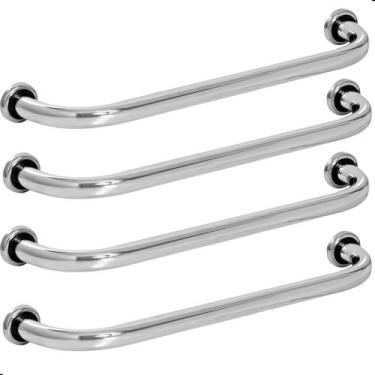 Imagem de Kit 4 Barras De Apoio De Idoso Para Banheiro 80cm - MetalCromo