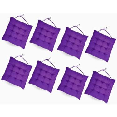 Imagem de Kit 8 Assentos para cadeira almofadas Futon 40x40 cm (Roxo)