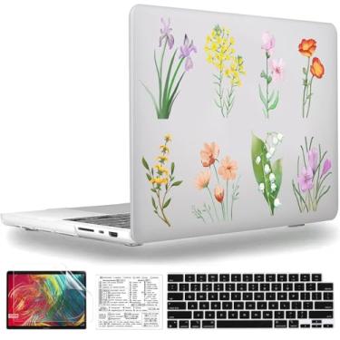 Imagem de QCzyc Capa de plástico compatível com MacBook Pro de 14 polegadas versão 2021-2024 M4 A3112 A3185 A3401 M3 A2992 A2918 M2 A2779 M1 A2442 capa de plástico e capa de teclado e adesivo de teclado Mac OS