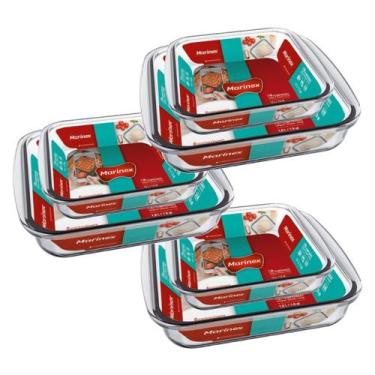 Imagem de Jogo 6 Assadeiras Travessa Quadrada Vidro Temperado Marinex - NADIR FI