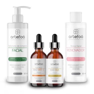 Imagem de Kit Rotina Skincare Sabonete + Tonico renovador + Serum facial dia + S
