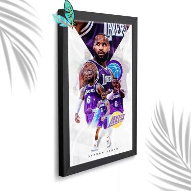 Imagem de Quadro Decorativo Lebron Lakers + Vidro 33x25 Sala Escritório