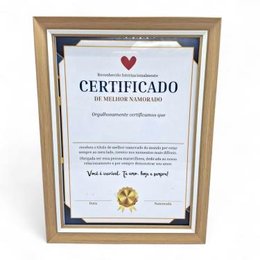 Imagem de Certificado de Melhor Namorado com Moldura Marrom Presente