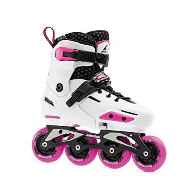 Imagem de Rollerblade Patins em linha Apex Fitness ajustável, branco/rosa, juvenil, desempenho urbano