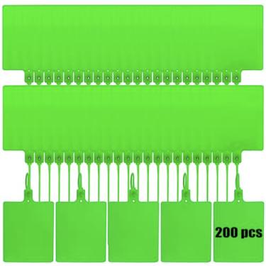 Imagem de Etiquetas de envio de plástico à prova d'água duráveis, pacote com 200, selos de segurança graváveis, etiquetas de pendurar e laços de marcador para armazenamento (verde)