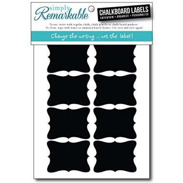 Imagem de Simply Remarkable Etiquetas de giz reutilizáveis - 20 adesivos adesivos de quadro de giz elegantes em forma retangular de 5,5 x 4,6, material clássico durável pode ser lavado na lava-louças com