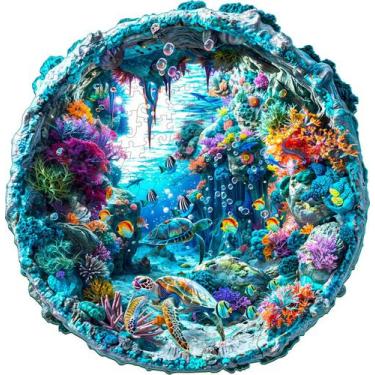Imagem de Quebra-cabeça de madeira Jigfoxy Ocean 3D Visual para adultos 300 peça