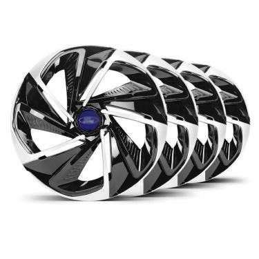 Imagem de Jogo 4 Calota Nitro Aro 14 Preta / Prata Ford Azul Marinho