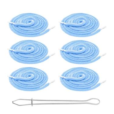 Imagem de Mandala Crafts Cordão de substituição azul bebê para calças de moletom cintura - 15,5 cm algodão redondo cordão com capuz e cordão de substituição e fio de cordão