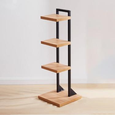 Imagem de Estante de livros invisíveis, torre de livros verticais da coluna vertebral, armazenamento de canto independente para escritório em casa, sala de estar, quarto, branco, 6 camadas