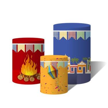 Imagem de Trio Capas Para Cilindro Versátil Festa Junina Arraiá Caipira Balão e 