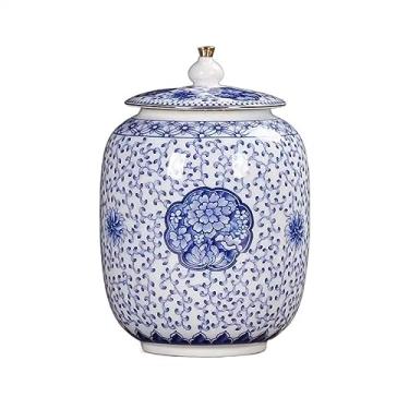 Imagem de Lata de chá Vasilha de vedação de cerâmica Jingdezhen Vasilha de chá Puerh Frasco de armazenamento de chá Enfeites grandes para sala de estar Caixa de chá(Médio)