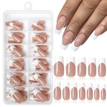 Imagem de Lifextol Unhas Postiças Longas Com Ponta Francesa Branca, 120 Peças, Cola E Aba Adesiva, Pontas De Quadradas Acrílico, Artificial, Bastão Para