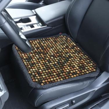 Imagem de XIMINZ Almofada de assento de carro com contas de madeira natural, capa de assento de carro com contas de resfriamento, confortável, fresca, almofada de assento de massagem de verão para caminhão