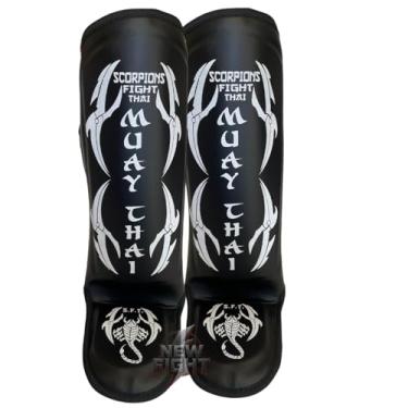 Imagem de Caneleira Muay Thai Luta Kickboxing boxe Protetor De Canela Sparring Treino Conforto Combate (Branco)