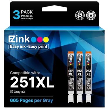 Imagem de E-Z Ink (TM) Cartucho de tinta de substituição compatível para Canon CLI-251XL CLI 251 XL para usar com PIXMA MG6320 Pixma MG7120 Pixma MG7520 Pixma IP8720 (cinza) pacote com 3