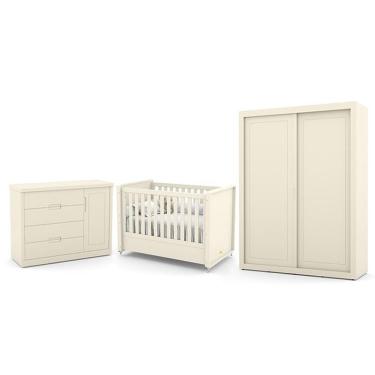 Imagem de Dormitório Tutto New 2 Portas, Cômoda 1 Porta E Berço Off White - Matic Móveis Off White