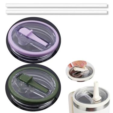 Imagem de 2 peças de 1,134 g copo de substituição com tampa flip de canudo compatível com copo Stanley Cup 1,134 g, 121 combinações de cores, tampa de canudo Stanley Flip sem odor e à prova de vazamento