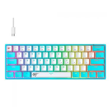 Imagem de Teclado Mecânico Gamer Havit KB877L - Formato 60% - RGB - Switch Content Red - Branco e Azul-Unissex