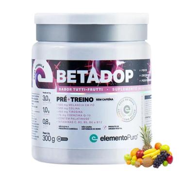 Imagem de Betadop Pre Treino Sem Cafeina 300g Elemento Puro Sabores Top-Unissex