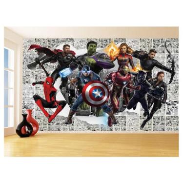 Imagem de Papel De Parede 3D Heróis Página Quadrinhos Hq 3,5M Nhma231 - Você Dec
