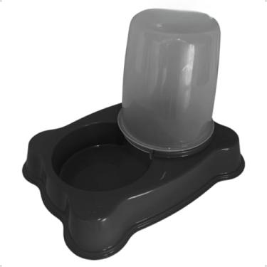 Imagem de Kit Comedouro/Bebedouro Dupla Função Dispenser Dosador 1,35kg Ração/1,5 Litros Água Cães E Gatos (1 Preto)
