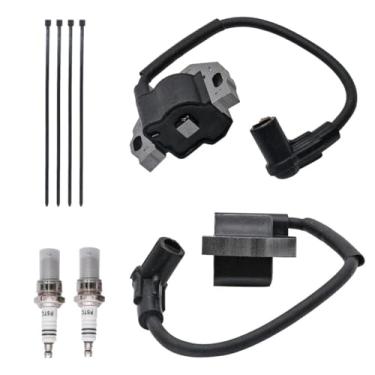 Imagem de GOIPKO 21171-0743 2 módulos de bobina de ignição com 2 peças de vela de ignição para Kawasaki FR651V FR691V FX751V FX801V FX850V FR600V Series John Deere substituição do motor # 21171-0747, 21171-0738