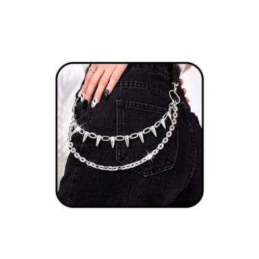 Imagem de Auwoyss Correntes de calça para homens e mulheres punk para calças, calças hip hop, corrente de bolso para jeans, One Size, Liga metálica, Sem Pedra Preciosa