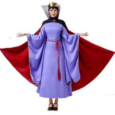 Imagem de Fantasia feminina de rainha má princesa neve madrasta cosplay traje adulto Halloween vestido de fantasia de rainha, Roxa, M