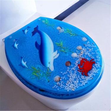 Imagem de Assento De Vaso Sanitário De Resina Impressa Tampa De Vaso Sanitário Universal Em Forma De U/V/O Dobradiça Macia Fechada Lentamente Ambientalmente Amigável Durável Antibacteri, L