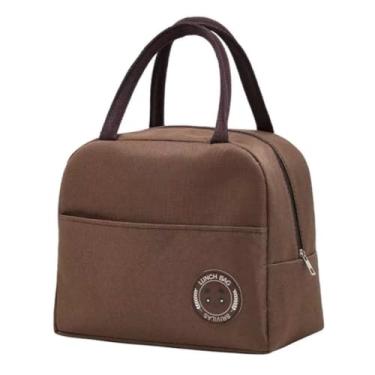 Imagem de Bolsa Térmica Porta Marmita Lancheira Marmiteira Trabalho Academia Passeio Praia Camping Bebida Prova de Vazamentos Masculina Feminina Compacta Impermeável - NR SHOP (Marrom)
