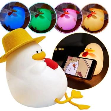 Imagem de Luminaria Abajur Mesa Led Patinho Fofo Touch Recarregavel Muda Cor Usb